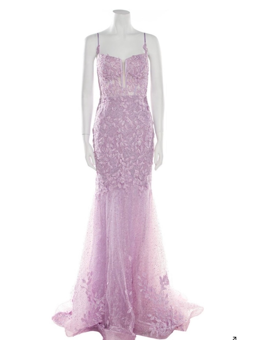 Portia and Scarlett Lavender Lace Mermaid Gown